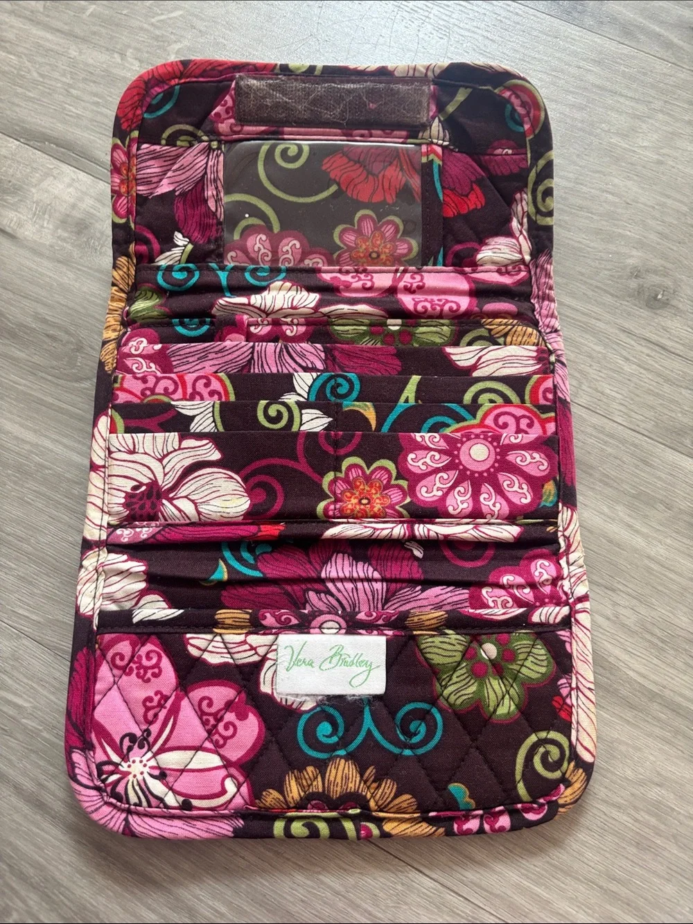 Vera Bradley Quilted Floral Wallet in Plum Multi Pink & Teal Accents - Picture 2 of 3